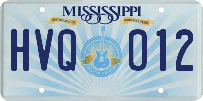 MS license plate HVQ012