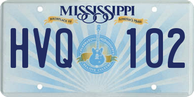 MS license plate HVQ102