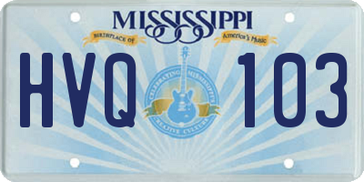 MS license plate HVQ103