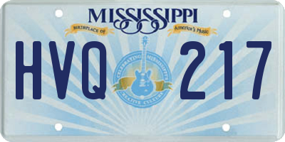 MS license plate HVQ217
