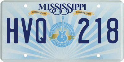 MS license plate HVQ218