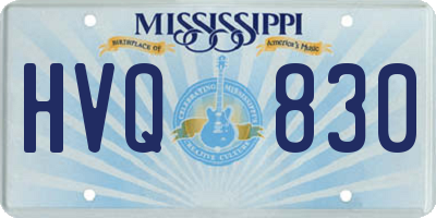 MS license plate HVQ830