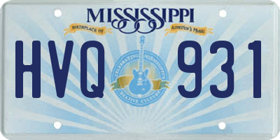 MS license plate HVQ931