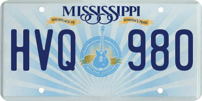 MS license plate HVQ980