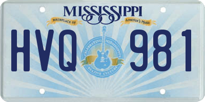 MS license plate HVQ981