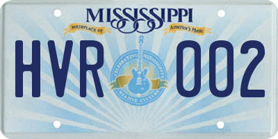 MS license plate HVR002