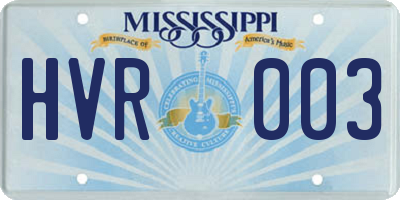 MS license plate HVR003