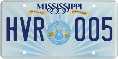 MS license plate HVR005
