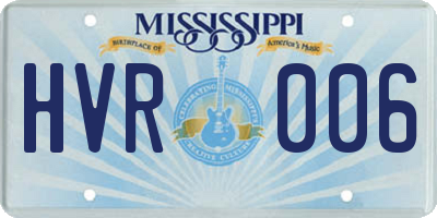 MS license plate HVR006