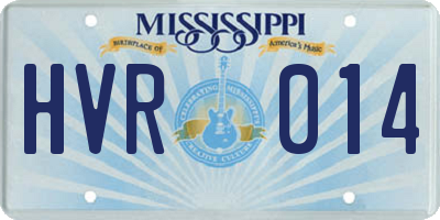 MS license plate HVR014