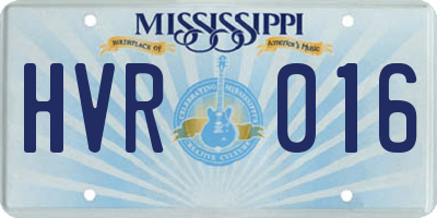 MS license plate HVR016