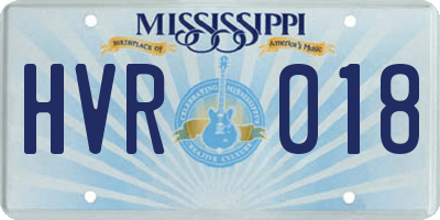 MS license plate HVR018