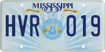 MS license plate HVR019