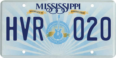 MS license plate HVR020