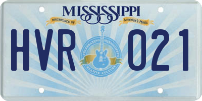 MS license plate HVR021