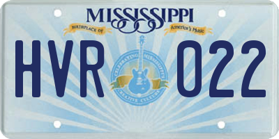 MS license plate HVR022