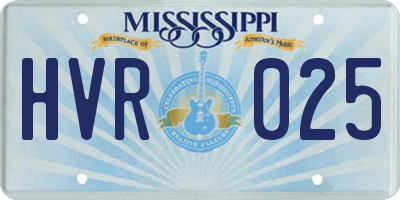 MS license plate HVR025