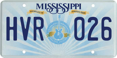 MS license plate HVR026