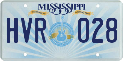 MS license plate HVR028