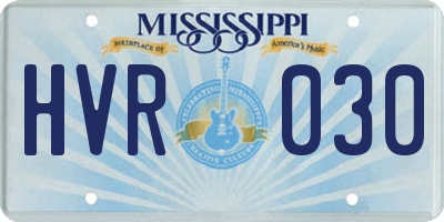 MS license plate HVR030