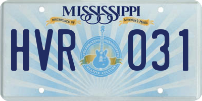 MS license plate HVR031