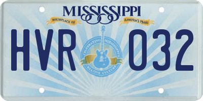 MS license plate HVR032