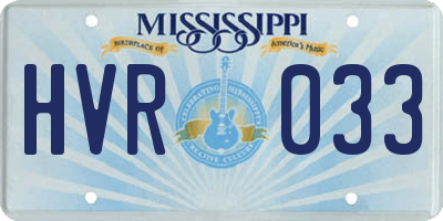MS license plate HVR033