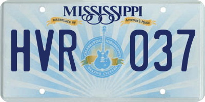 MS license plate HVR037