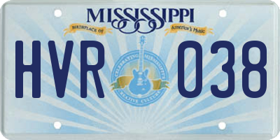 MS license plate HVR038