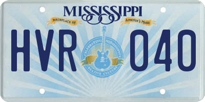 MS license plate HVR040