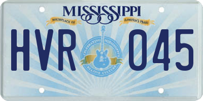 MS license plate HVR045
