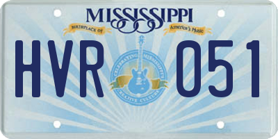 MS license plate HVR051