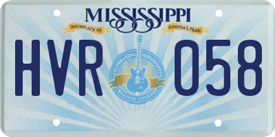 MS license plate HVR058