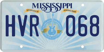 MS license plate HVR068