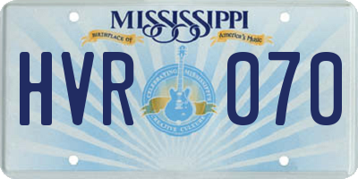 MS license plate HVR070