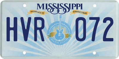 MS license plate HVR072