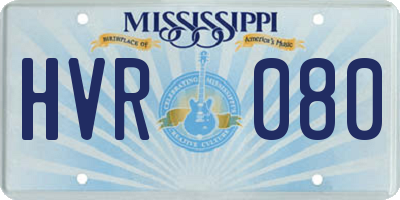 MS license plate HVR080