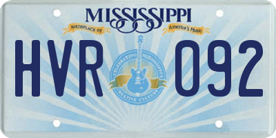 MS license plate HVR092