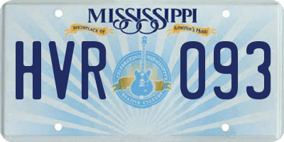 MS license plate HVR093