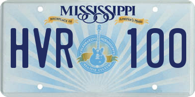 MS license plate HVR100