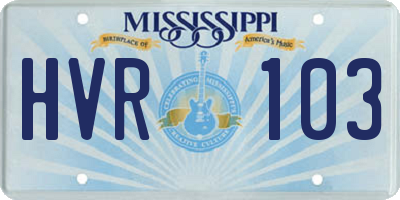 MS license plate HVR103