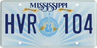 MS license plate HVR104