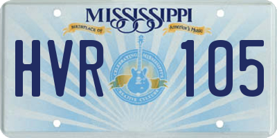 MS license plate HVR105
