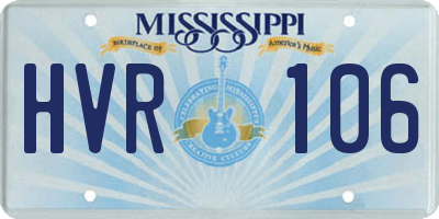 MS license plate HVR106
