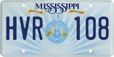 MS license plate HVR108