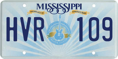 MS license plate HVR109