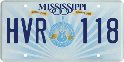 MS license plate HVR118