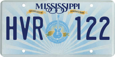MS license plate HVR122