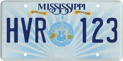 MS license plate HVR123