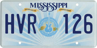 MS license plate HVR126